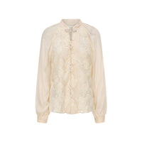 EtheClouds Beige Button - down Jacquard Patchwork Shirt | MADA IN CHINA