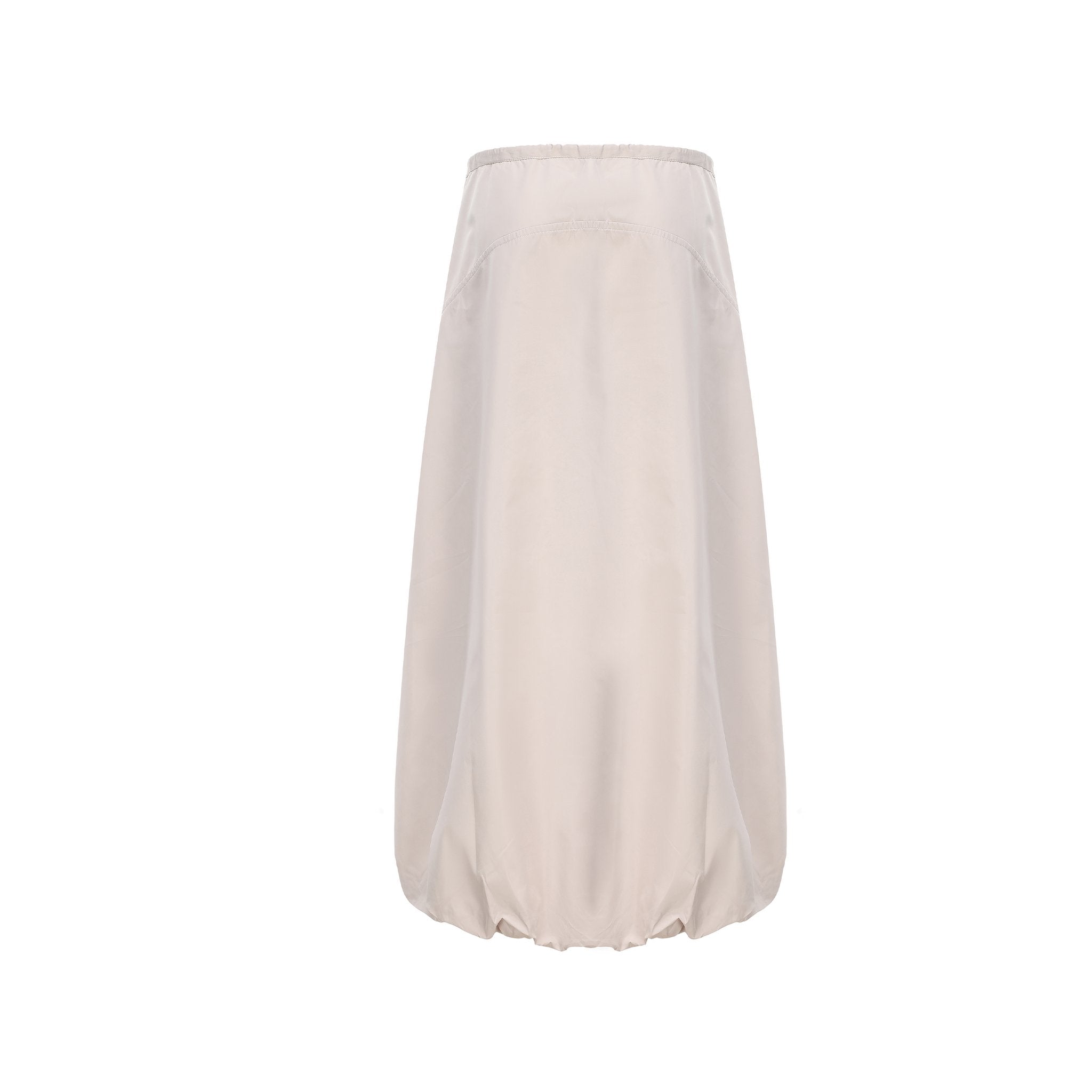 ARTE PURA Beige Gray Pod Drawstring Half Skirt | MADA IN CHINA