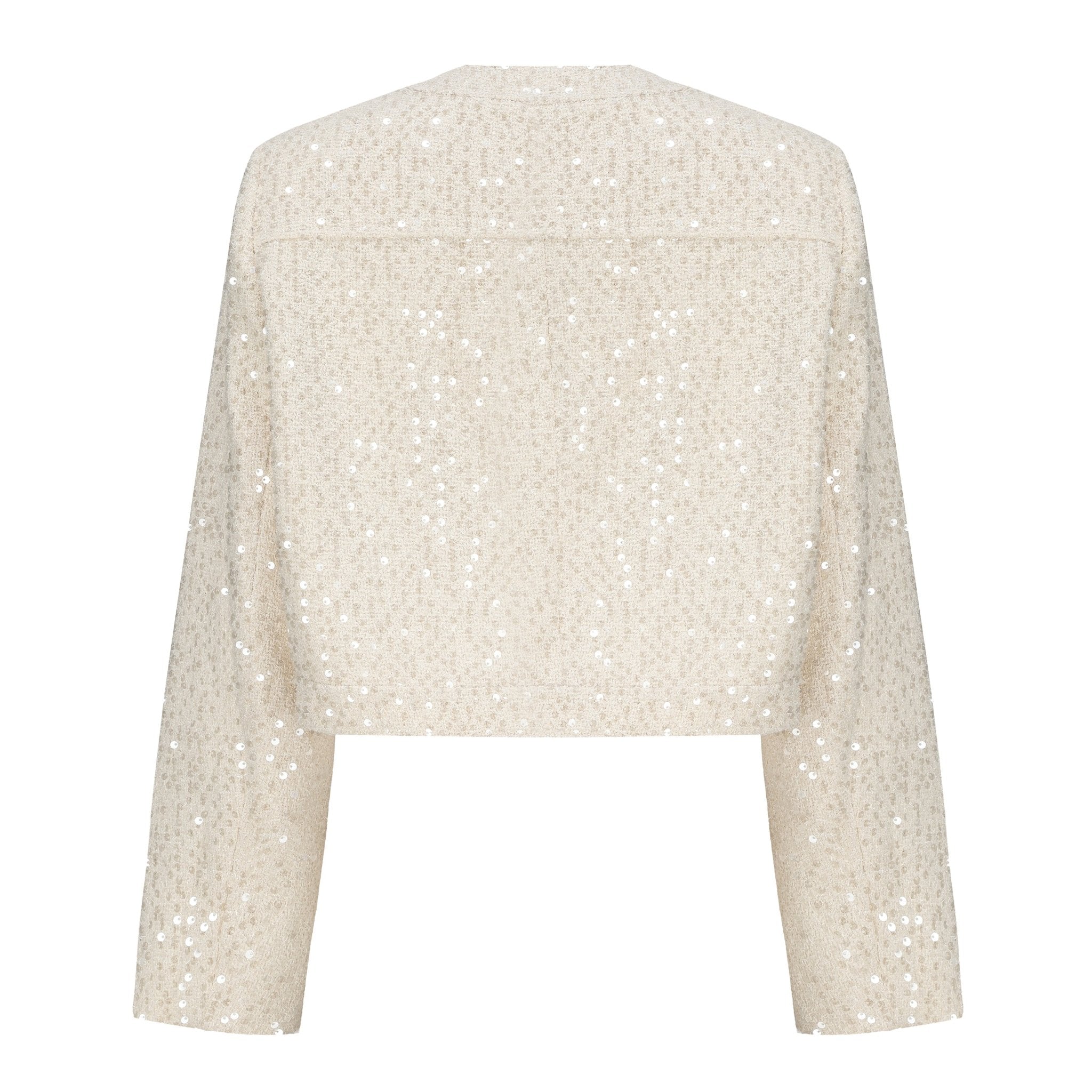 ARTE PURA Beige Sequined Chambray Jacket | MADA IN CHINA