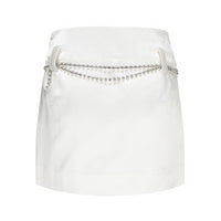 White Acetate Chain Wrap Skirt
