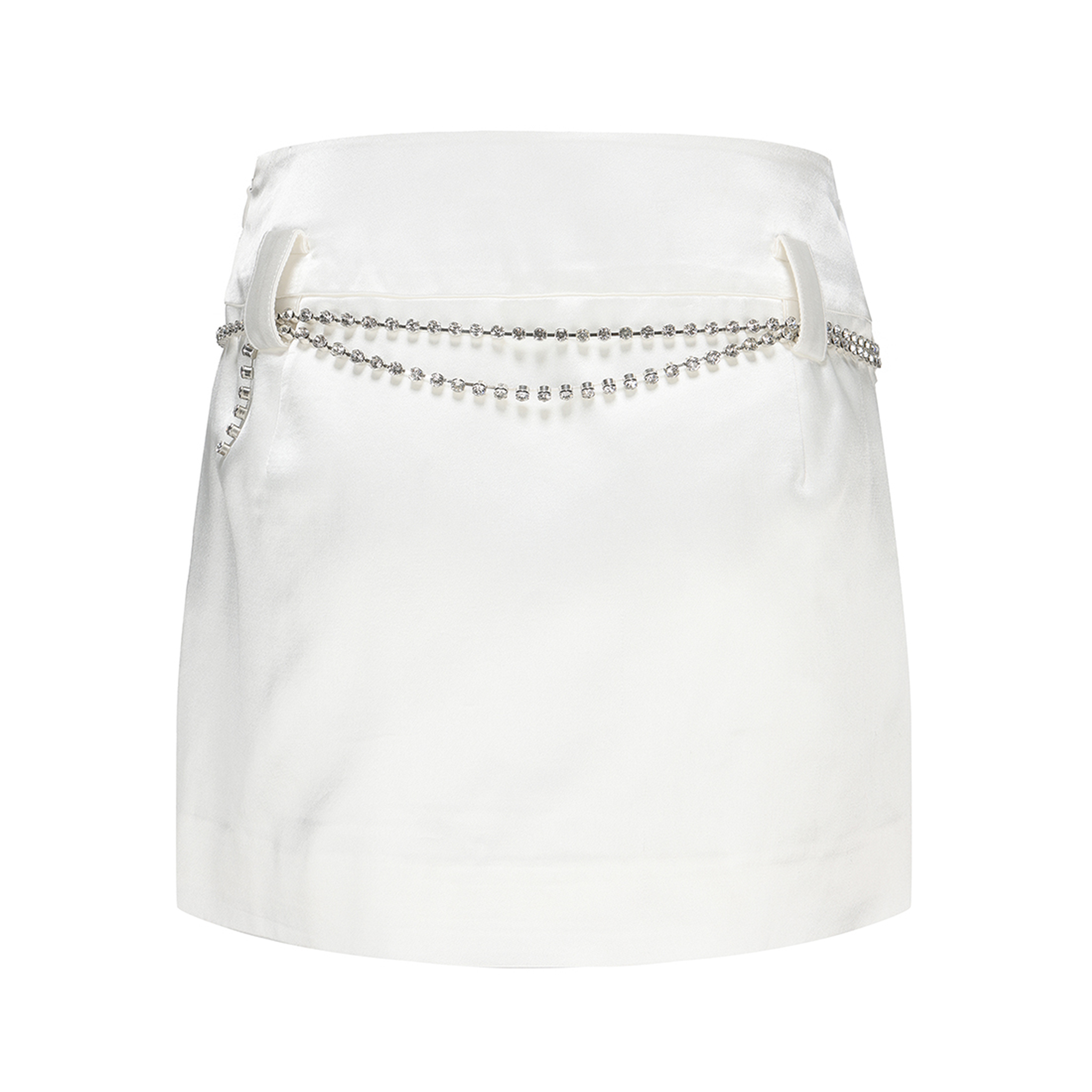 White Acetate Chain Wrap Skirt