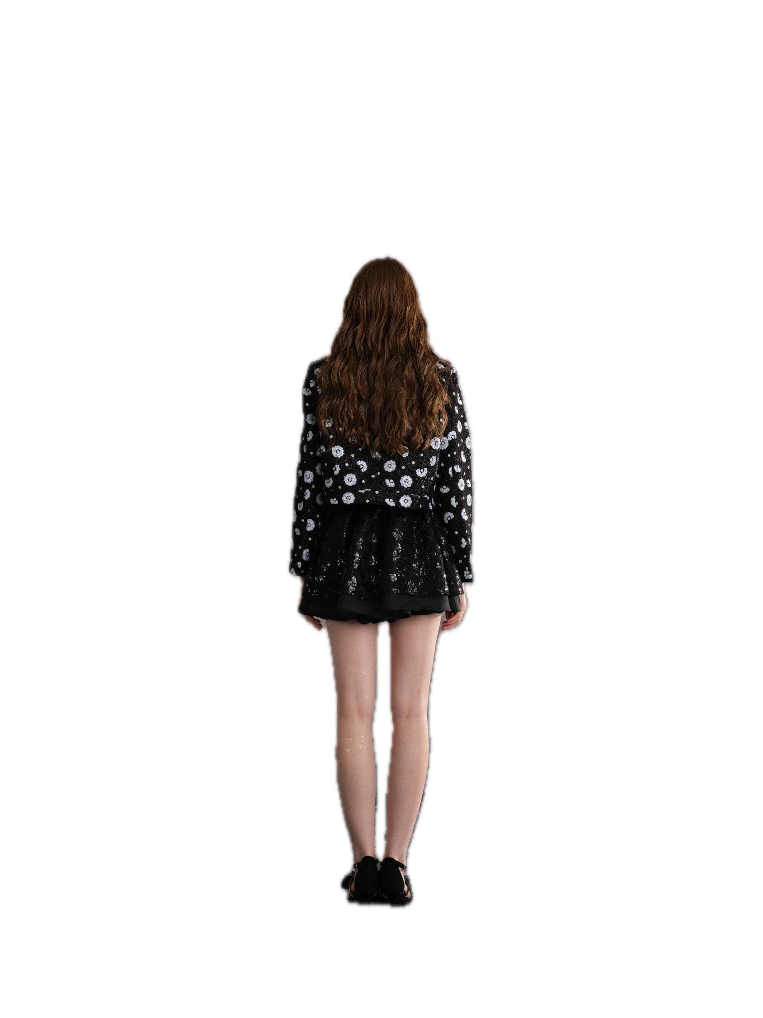 ARTE PURA Black and White Sequined Chambray Jacket | MADA IN CHINA
