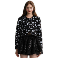 ARTE PURA Black and White Sequined Chambray Jacket | MADA IN CHINA