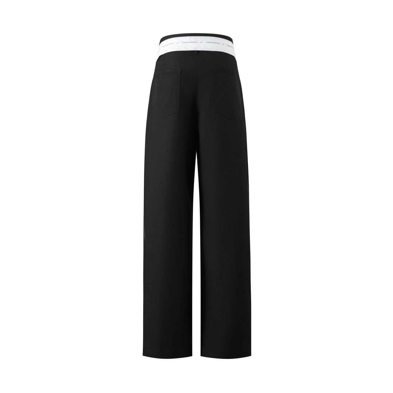THREE QUARTERS Black Detachable Floral Flap Straight Leg Suit Pants | MADA IN CHINA