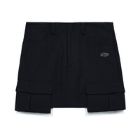 THREE QUARTERS Black Drill Logo Stereo Workwear Pocket Half Skirt | MADA IN CHINA