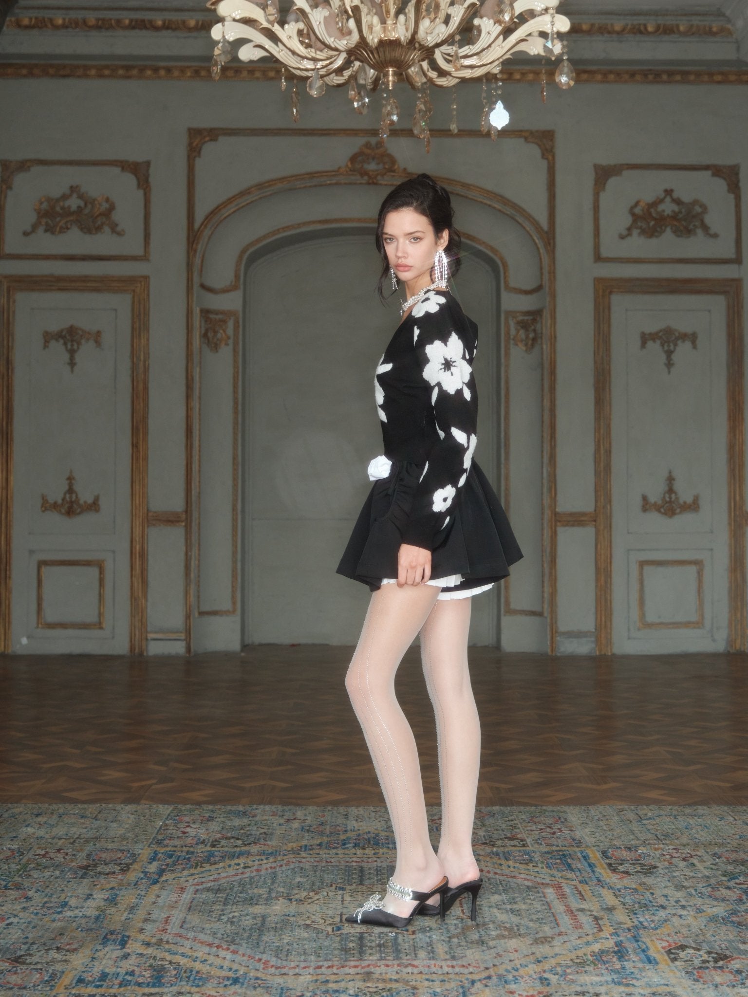 ARTE PURA Black Floral Puffy Skirt Pants | MADA IN CHINA