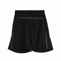 ARCH Black Front Zipper Embellished Suit Shorts | MADA IN CHINA