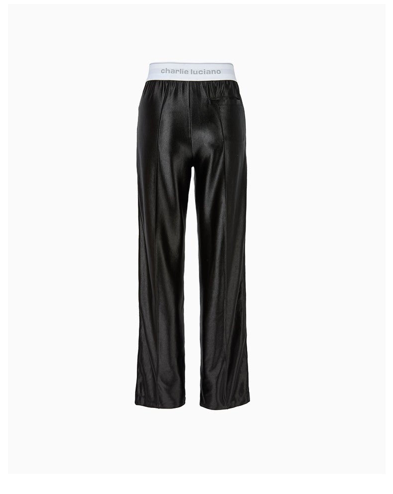 CHARLIE LUCIANO Black Glossy Track Pants | MADA IN CHINA