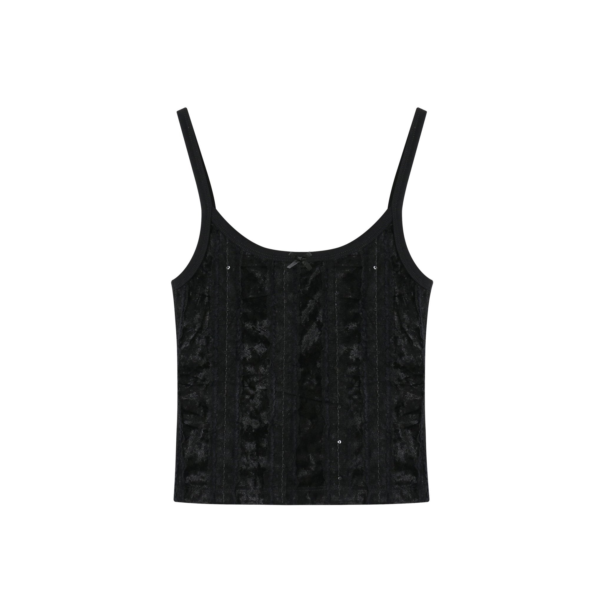 SOMESOWE Black Lace Texture Sling Top | MADA IN CHINA