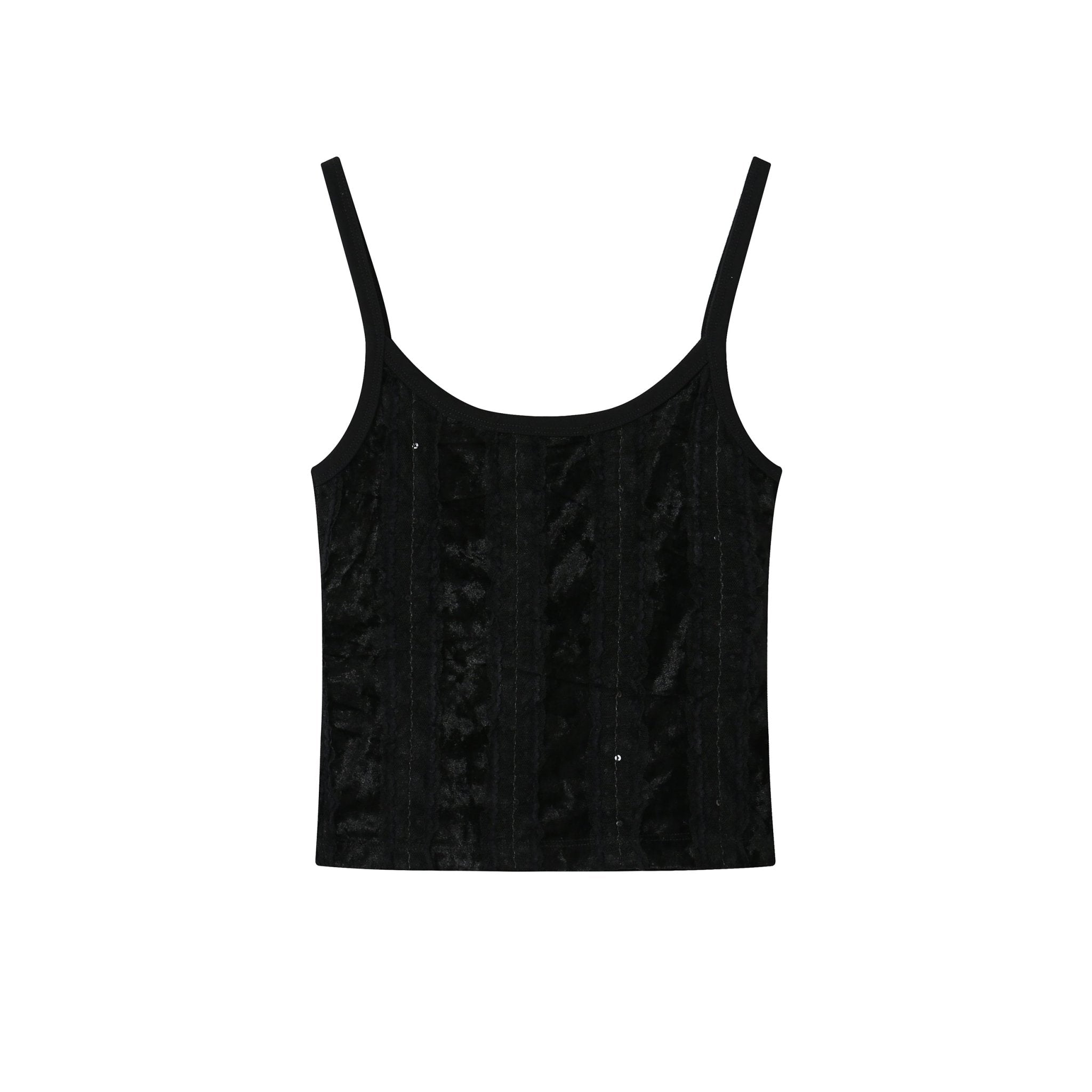 SOMESOWE Black Lace Texture Sling Top | MADA IN CHINA