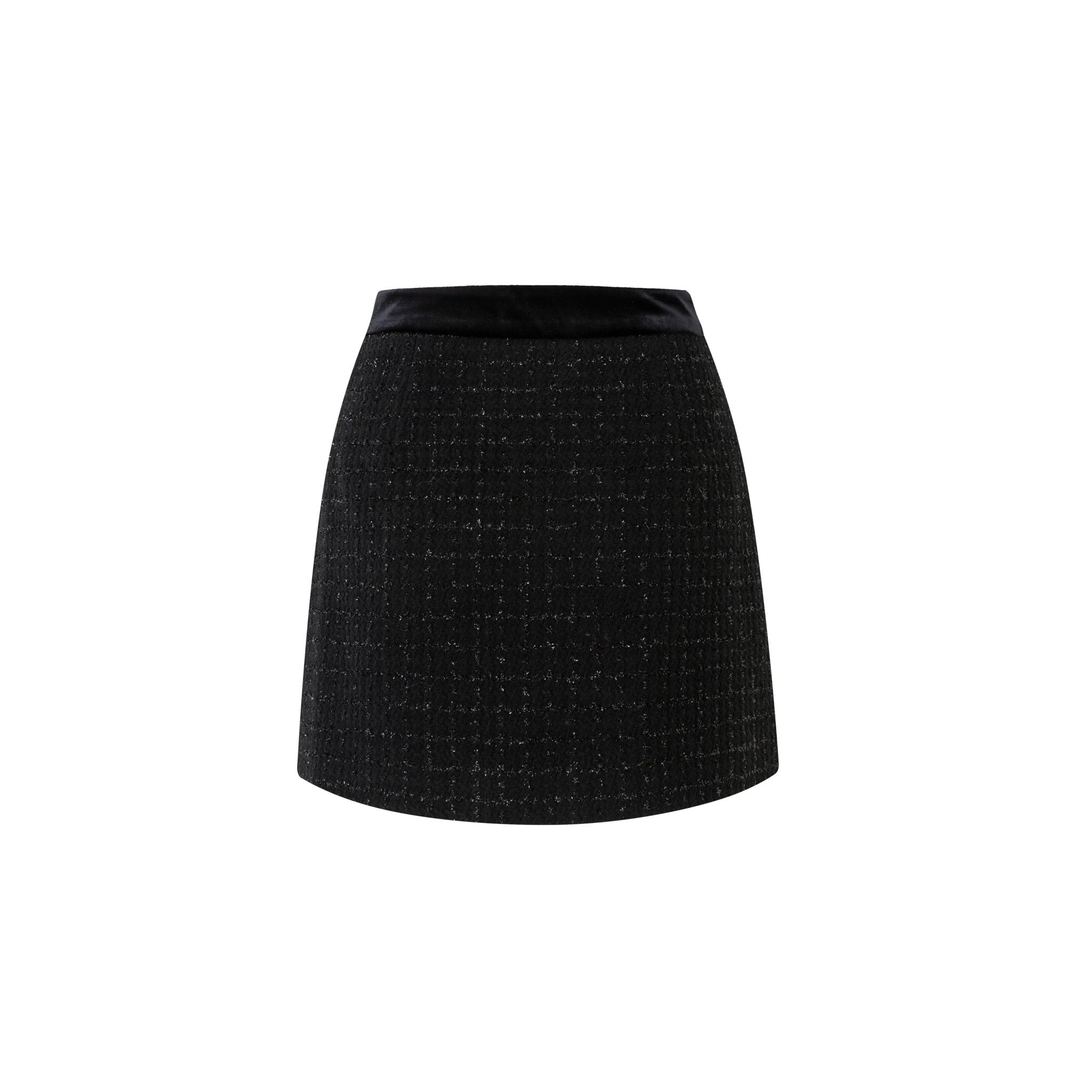 DIANA VEVINA Black Lace Tweed Patchwork Half Skirt | MADA IN CHINA