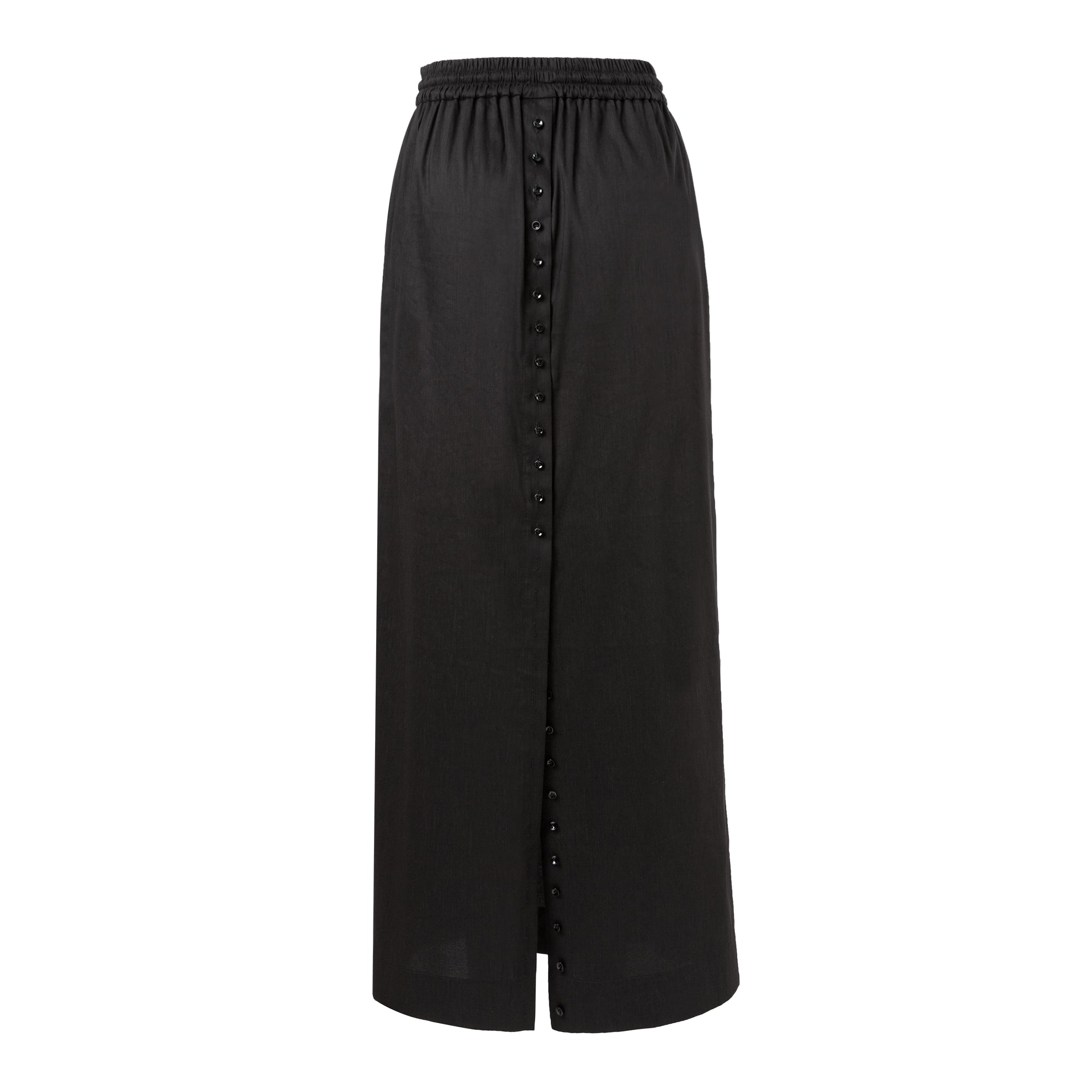 Ther. Black Linen Open-front Skirt | MADA IN CHINA