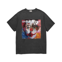 CHARLIE LUCIANO Black Oil Painting Clown Vintage Short - Sleeved T - Shirt | MADA IN CHINA