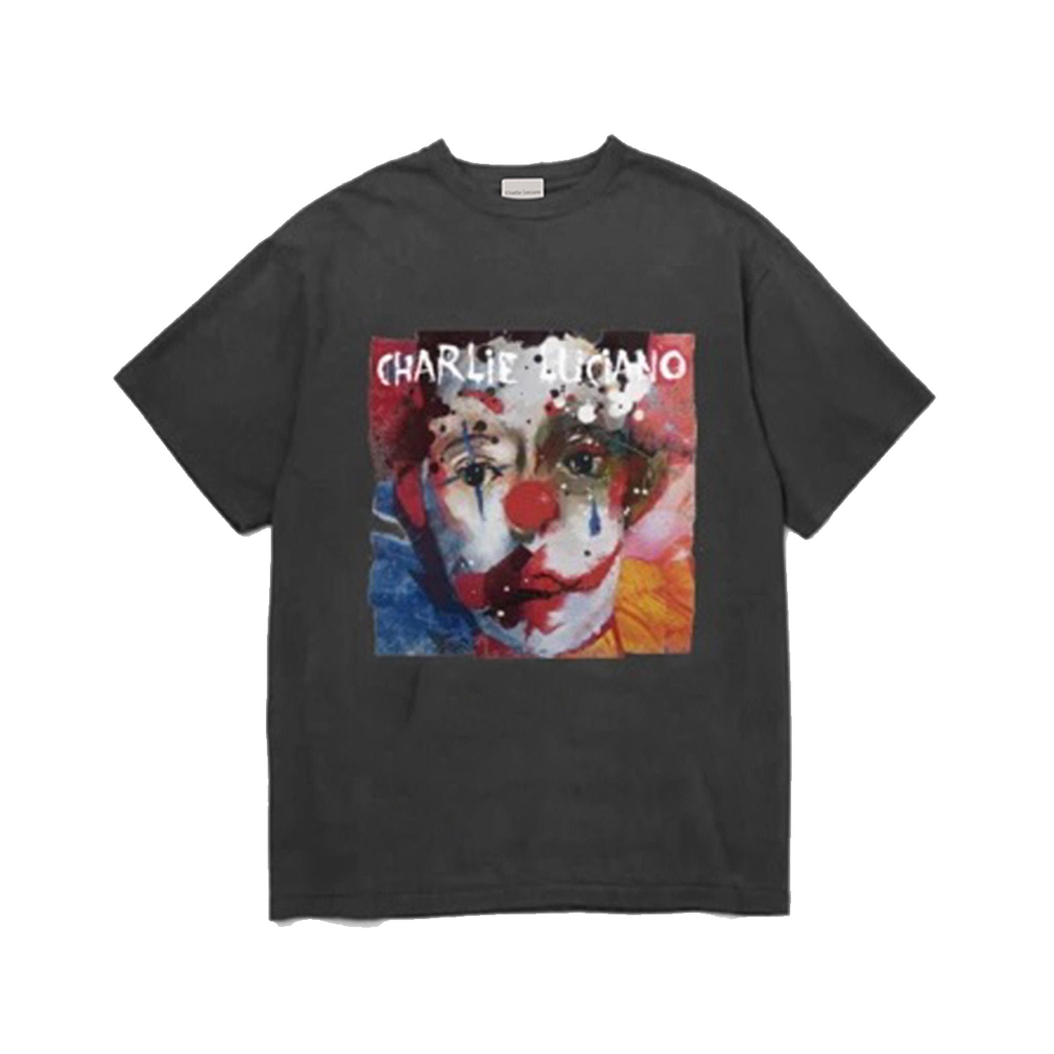 CHARLIE LUCIANO Black Oil Painting Clown Vintage Short - Sleeved T - Shirt | MADA IN CHINA