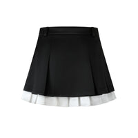 THREE QUARTERS Black Pearl Floral Satin Clash Color Pleated Skirt | MADA IN CHINA