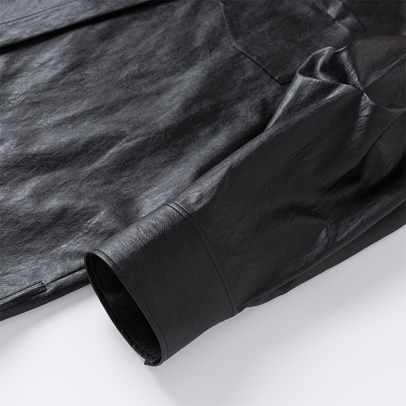 Ther. Black Recycled Leather Shirt | MADA IN CHINA