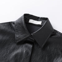 Ther. Black Recycled Leather Shirt | MADA IN CHINA