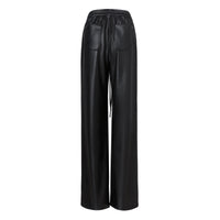 Ther. Black Recycled Leather Straight Trousers | MADA IN CHINA
