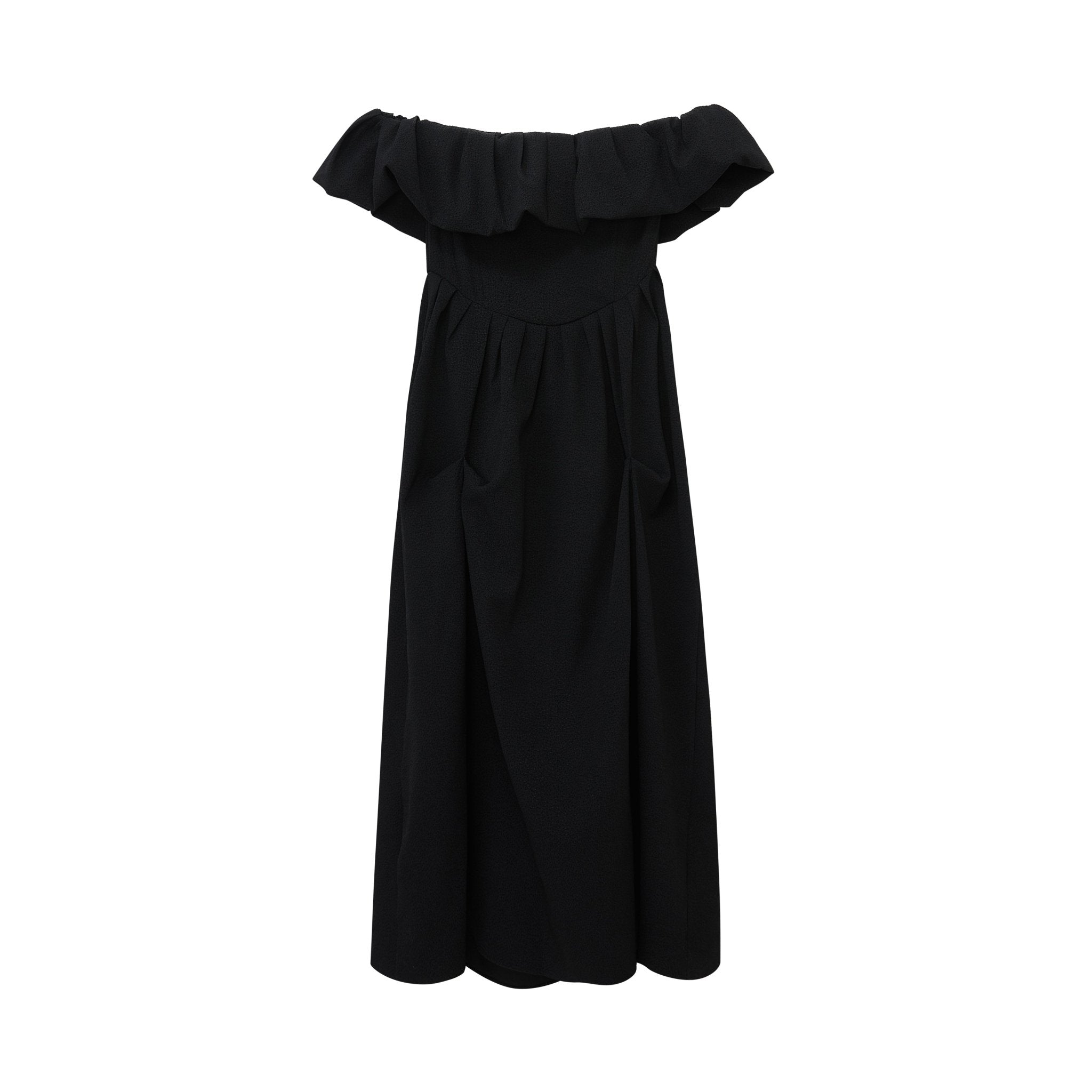 Maca Kaka Black Ruffled Pleated Dress | MADA IN CHINA