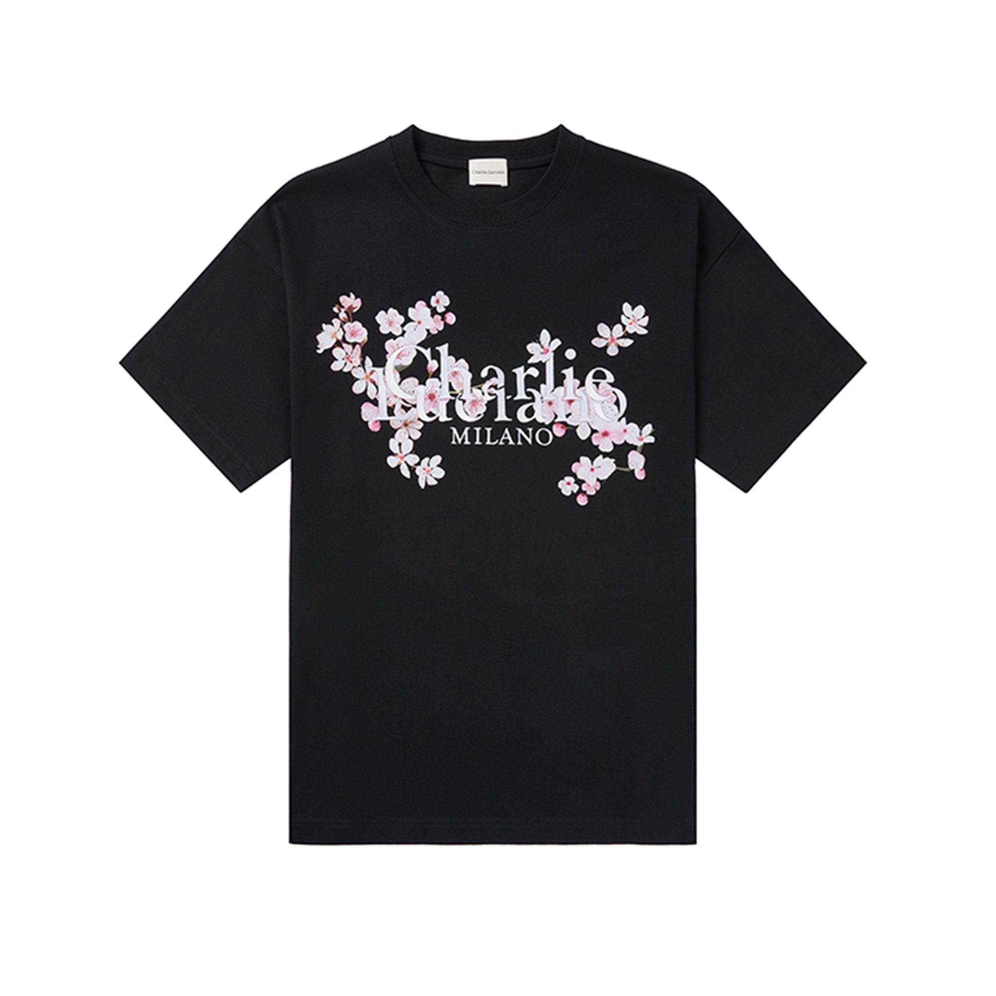 CHARLIE LUCIANO Black Sakura Logo Short - Sleeved T - Shirt | MADA IN CHINA
