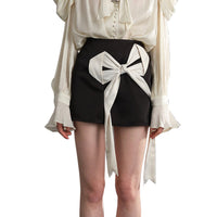 ARTE PURA Black Satin Bow Skirt | MADA IN CHINA
