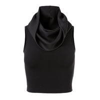 Ther. Black Silk Sleeveless Roll Neck Top | MADA IN CHINA