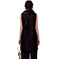 ilEWUOY Black Silk Wool Scarf Vest Dress | MADA IN CHINA