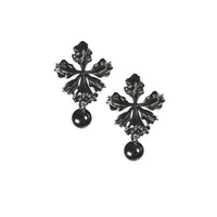 CHENG Black Silver Raindrop Orchid Earrings | MADA IN CHINA