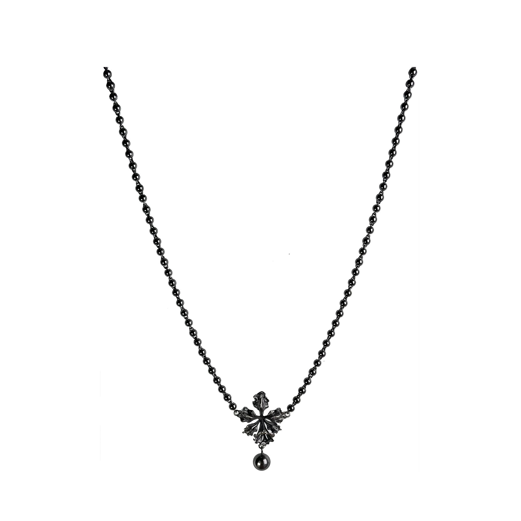 CHENG Black Silver Raindrop Orchid Necklace | MADA IN CHINA