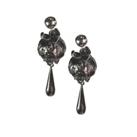 CHENG Black Silver Sculpted Drop Pod Earrings | MADA IN CHINA