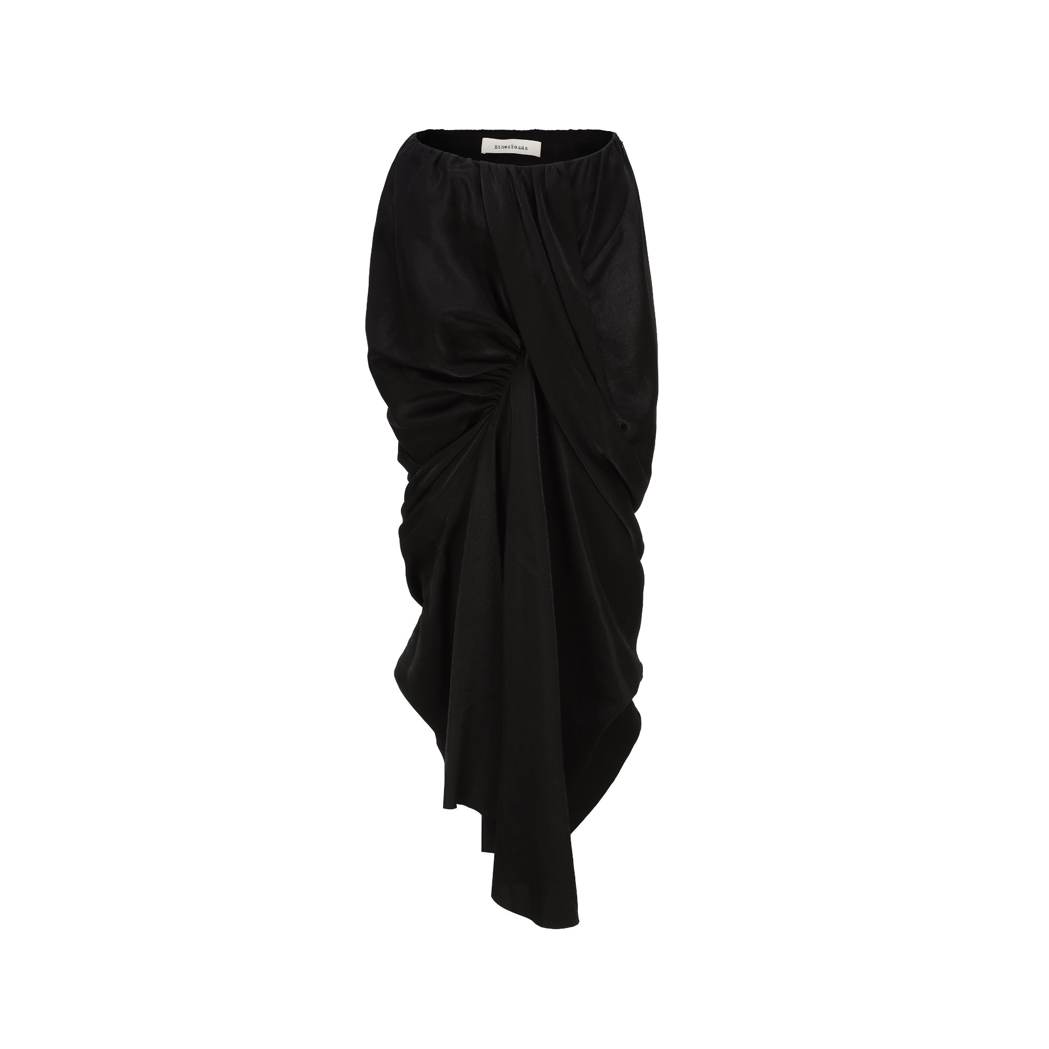 EtheClouds Black Twist Pleated Maxi Skirt | MADA IN CHINA