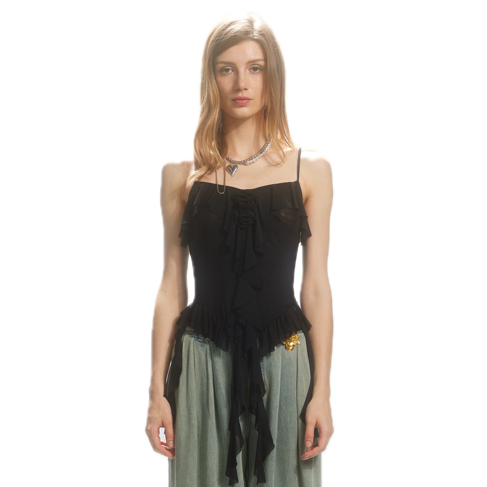 ARTE PURA Black Wave Lace Camisole | MADA IN CHINA