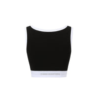 THREE QUARTERS Black with White Edge Customized Logo Webbing Ironing Undershirt | MADA IN CHINA