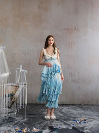 ARTE PURA Blue and White Gradient Print Camisole | MADA IN CHINA