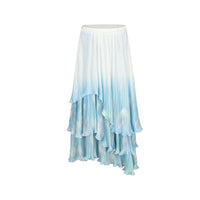 ARTE PURA Blue And White Printed Irregular Hem Half Skirt | MADA IN CHINA