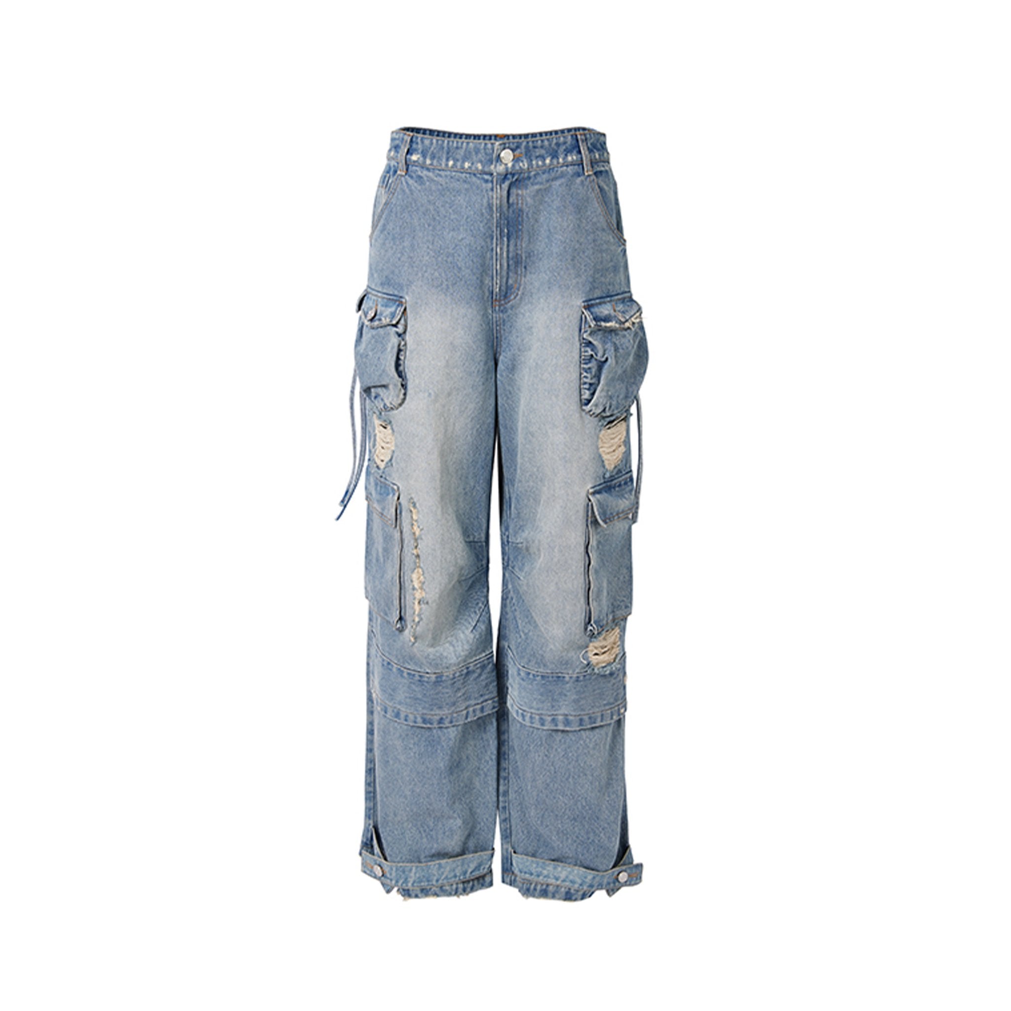 CHARLIE LUCIANO Blue Multi - Pocket Cargo Jeans | MADA IN CHINA
