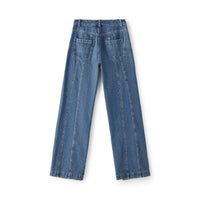 LOST IN ECHO Blue Wide-leg Jeans with Side Slits | MADA IN CHINA