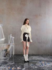 ARTE PURA Bright Yarn Ribbon Blouse In Off-white | MADA IN CHINA
