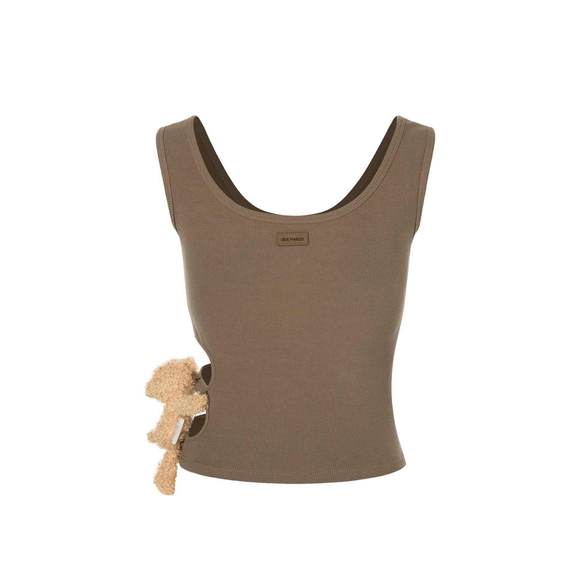 13DE MARZO Brown Bear Hollowed Out Tank Top | MADA IN CHINA