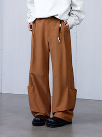 ARCH Brown Decorative Line 3D Structured Pants | MADA IN CHINA
