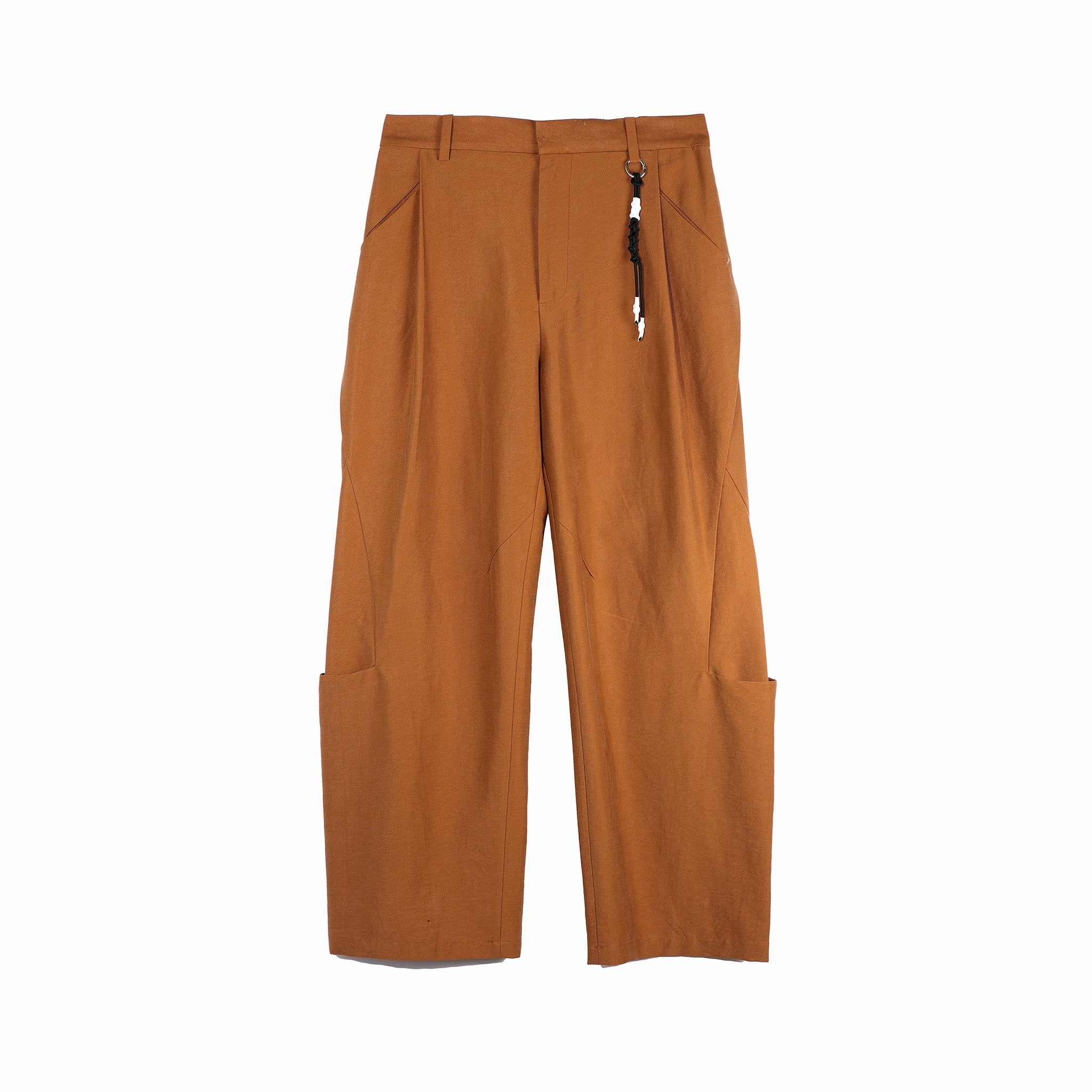 ARCH Brown Decorative Line 3D Structured Pants | MADA IN CHINA