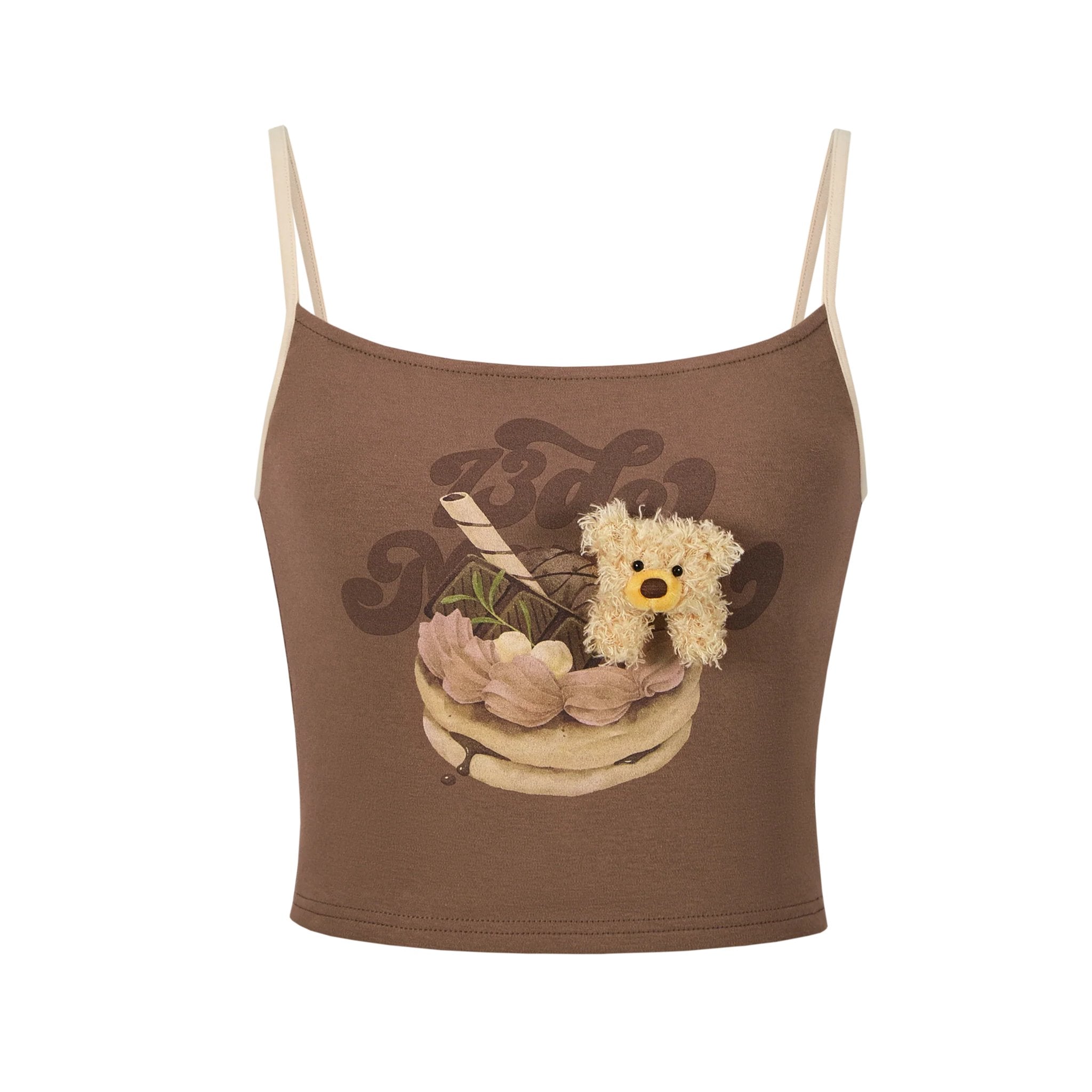 13DE MARZO Brown Flavor Cake Backless Camisole | MADA IN CHINA