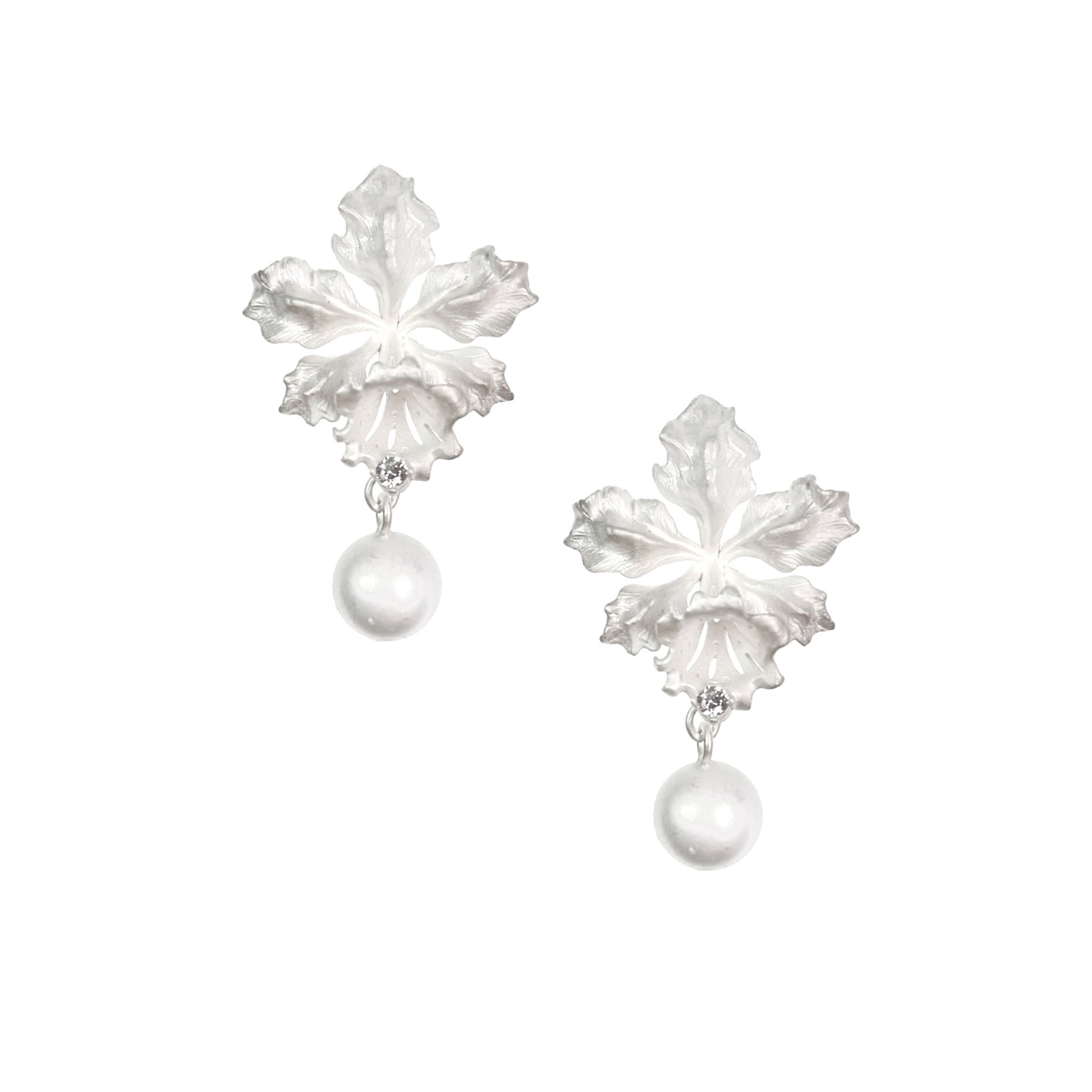 CHENG Burnt White Raindrop Orchid Earrings | MADA IN CHINA