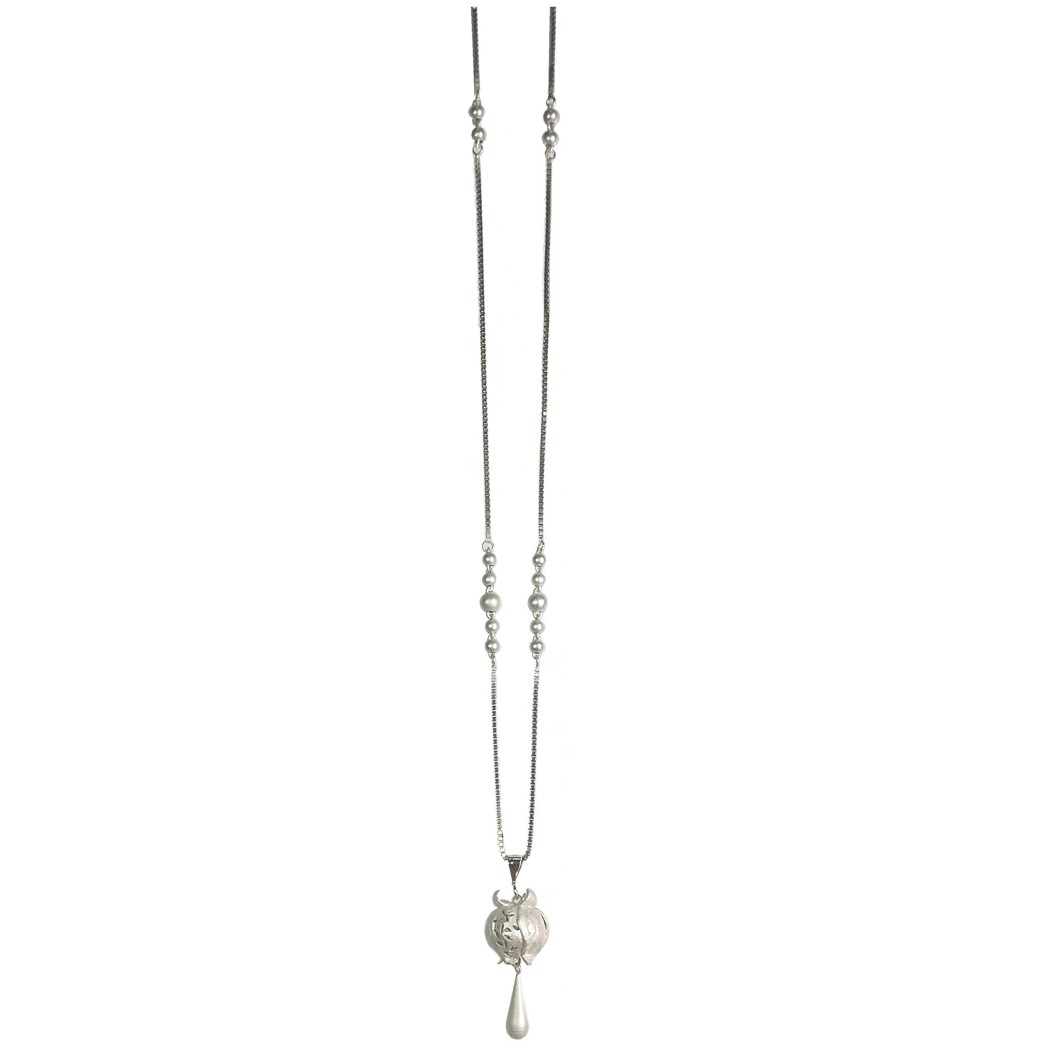 CHENG Burnt White Sculpted Drop Pod Necklace | MADA IN CHINA