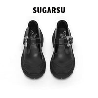 Sugar Su Butterfly Buckle T - Strap Mary Jane Shoes Black | MADA IN CHINA