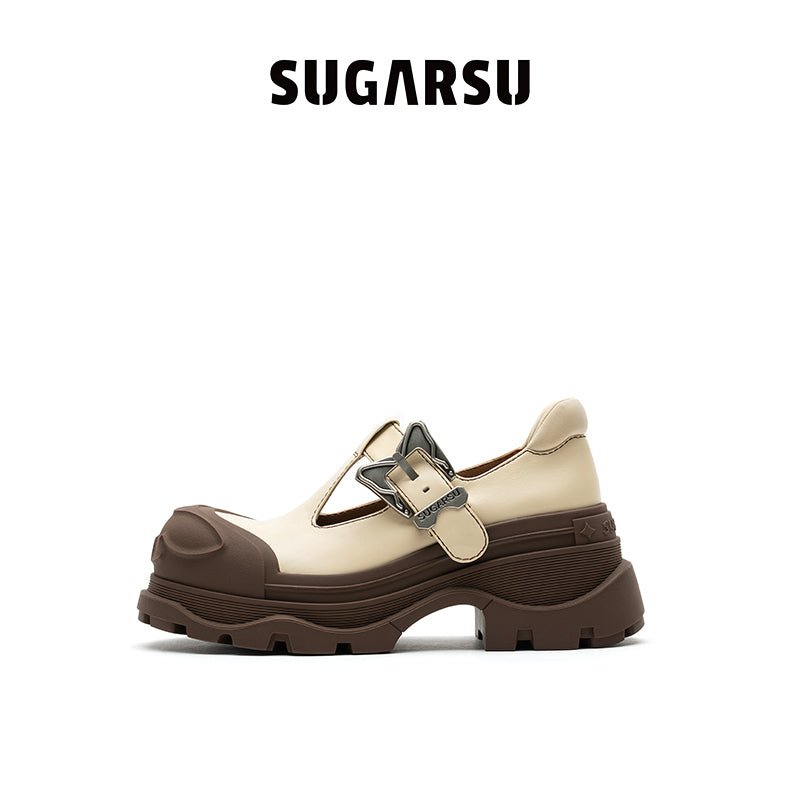 Sugar Su Butterfly Buckle T - Strap Mary Jane Shoes Yellow | MADA IN CHINA