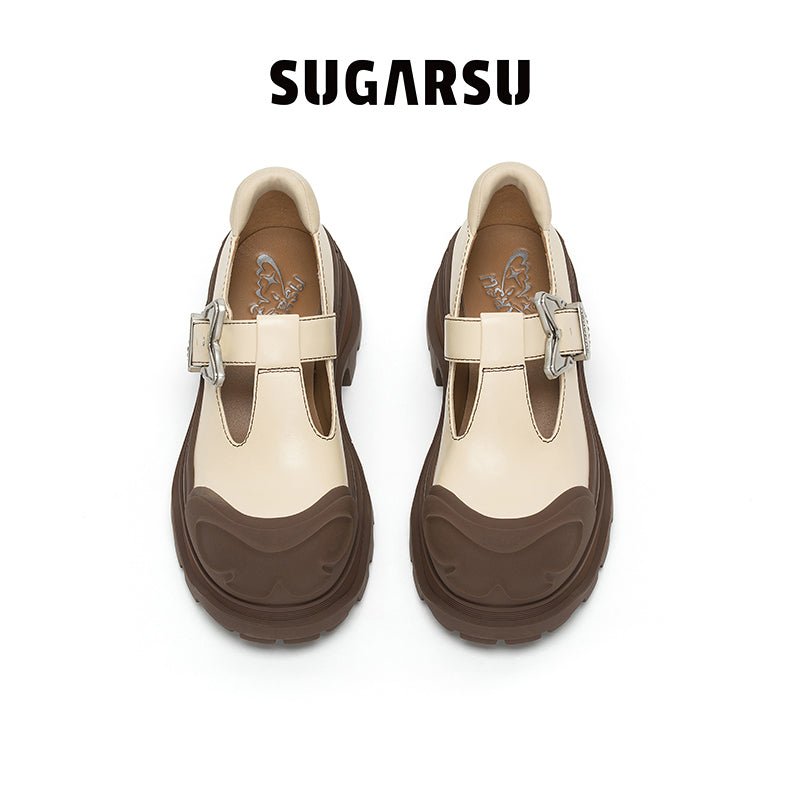 Sugar Su Butterfly Buckle T - Strap Mary Jane Shoes Yellow | MADA IN CHINA