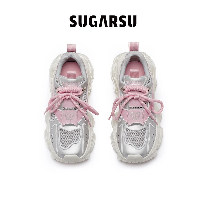 Sugar Su Butterfly Manor Butterfly Dream Series Bubble Sole Clunky Sneaker In Slivery Pink | MADA IN CHINA