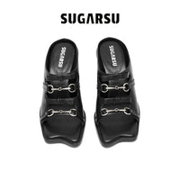 Sugar Su Butterfly Manor Butterfly Dream Series Butterfly Bottom Open Toe High Heel Sandals In Black | MADA IN CHINA