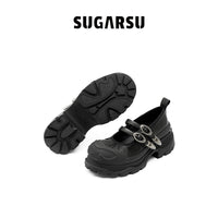 Sugar Su Butterfly Manor Butterfly Dream Series Butterfly Sole Double Buckle Mary Jane Shoes In Black | MADA IN CHINA